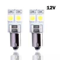 Комплект LED Диодни Габаритни Крушки BA9S 0.3W 240lm 1206 4SMD led със цокъл бяла DC12V Vertex 1кт.