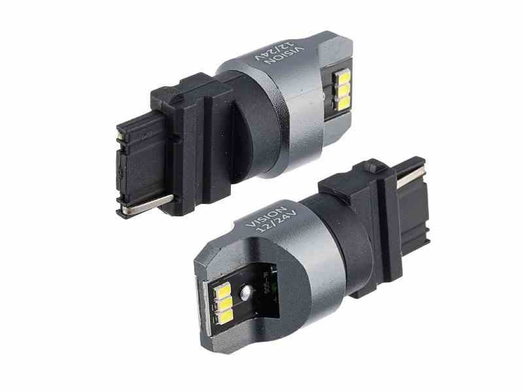 Лампа VISION P27W (T25) 12 / 24V 6x 3020 SMD LED, неполярна, CANBUS, бяла, 2 бр.Carmotion 58338 1кт.