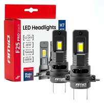 LED автомобилни крушки серия F25 PRO BLACK FULL CANBUS H7 68W 12V 24V 2броя AMIO-04720