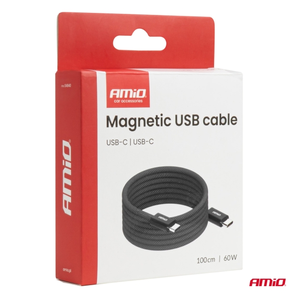 Магнитен USB кабел USB-C – USB-C 60W 200 см AMIO-04841