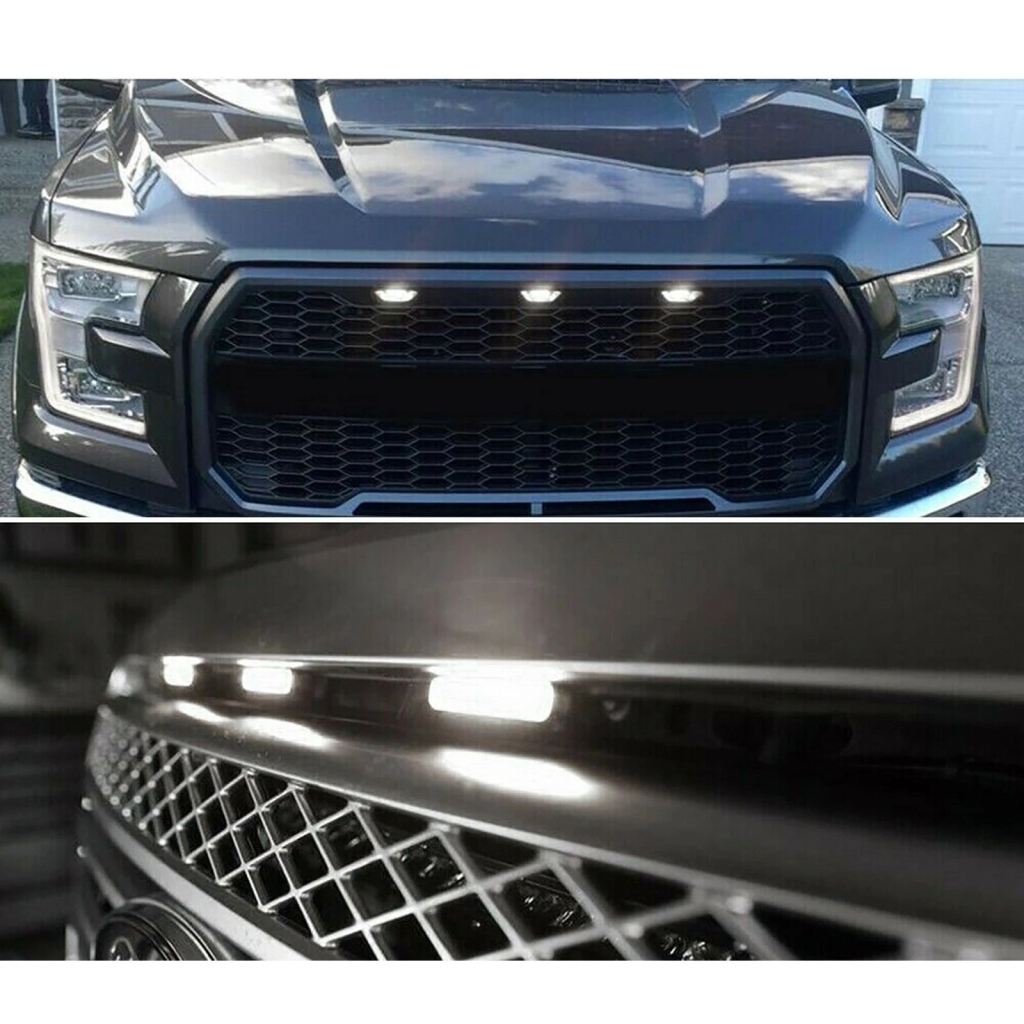 Дневни светлини за декоративна решетка Американски Стил 12V Raptor Style 6 броя Опушени Черни 12V CDH-07 / CDH-11 бели 1кт.