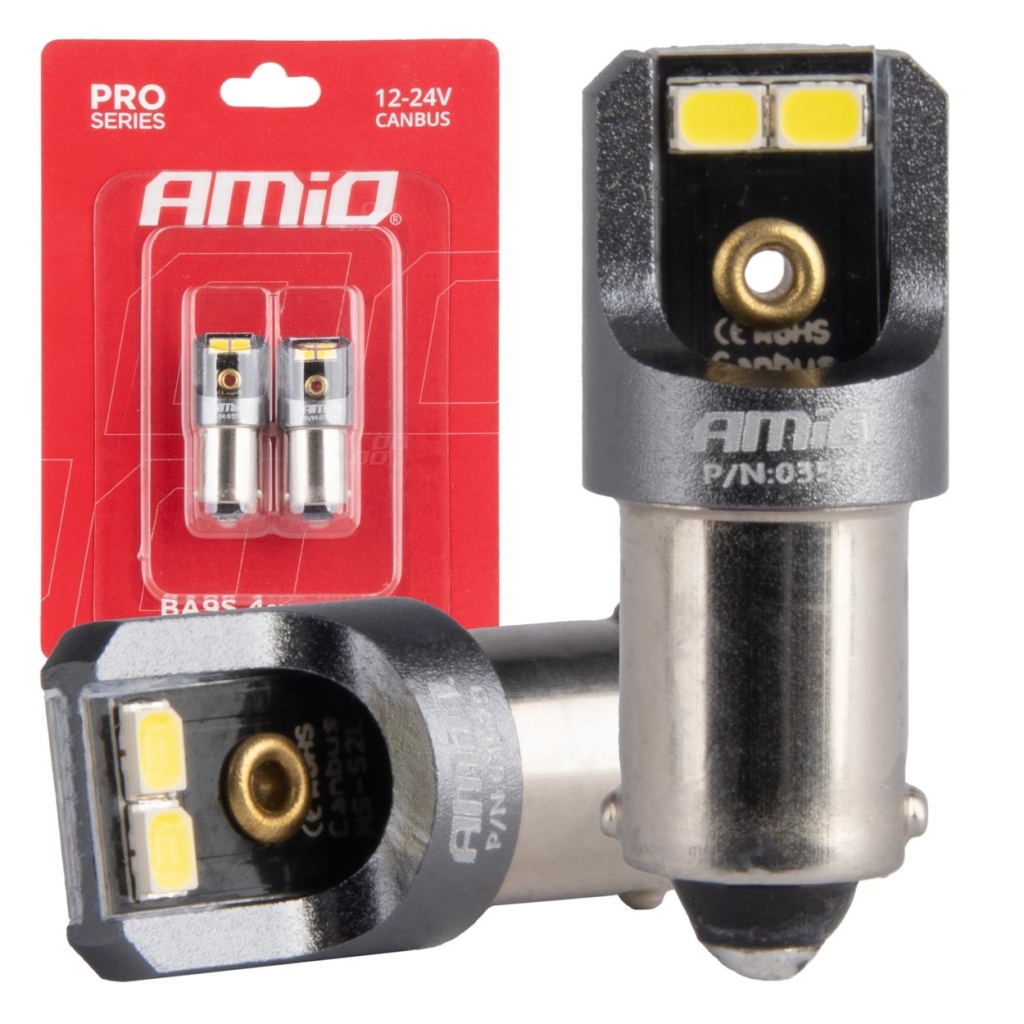 CANBUS PRO T4W BA9S LED крушки 4x2016 SMD бели 12V 24V AMIO-03579 1кт.