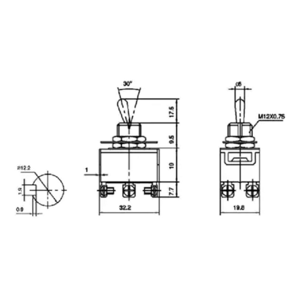 Цк ключе 3 позици 6 клеми ON-OFF-ON 10A/250VAC Automax