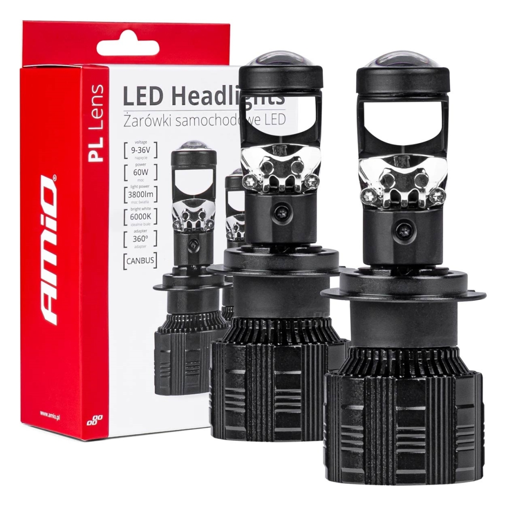 Автомобилни LED крушки PL Lens series H7/H18 lens 6000K Canbus AMIO-03668 1кт.