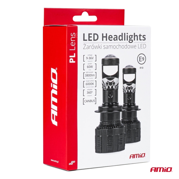 Автомобилни LED крушки PL Lens series H7/H18 lens 6000K Canbus AMIO-03668 1кт.