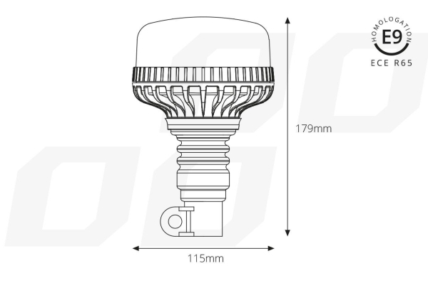 Аварийна предупредителна лампа Amio W03P скоба R65 R10 36LED 12 / 24V IP56 02293 1бр.