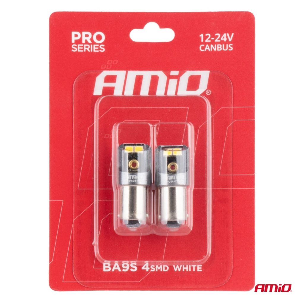 CANBUS PRO T4W BA9S LED крушки 4x2016 SMD бели 12V 24V AMIO-03579 1кт.