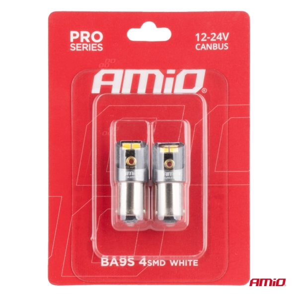 CANBUS PRO T4W BA9S LED крушки 4x2016 SMD бели 12V 24V AMIO-03579 1кт.