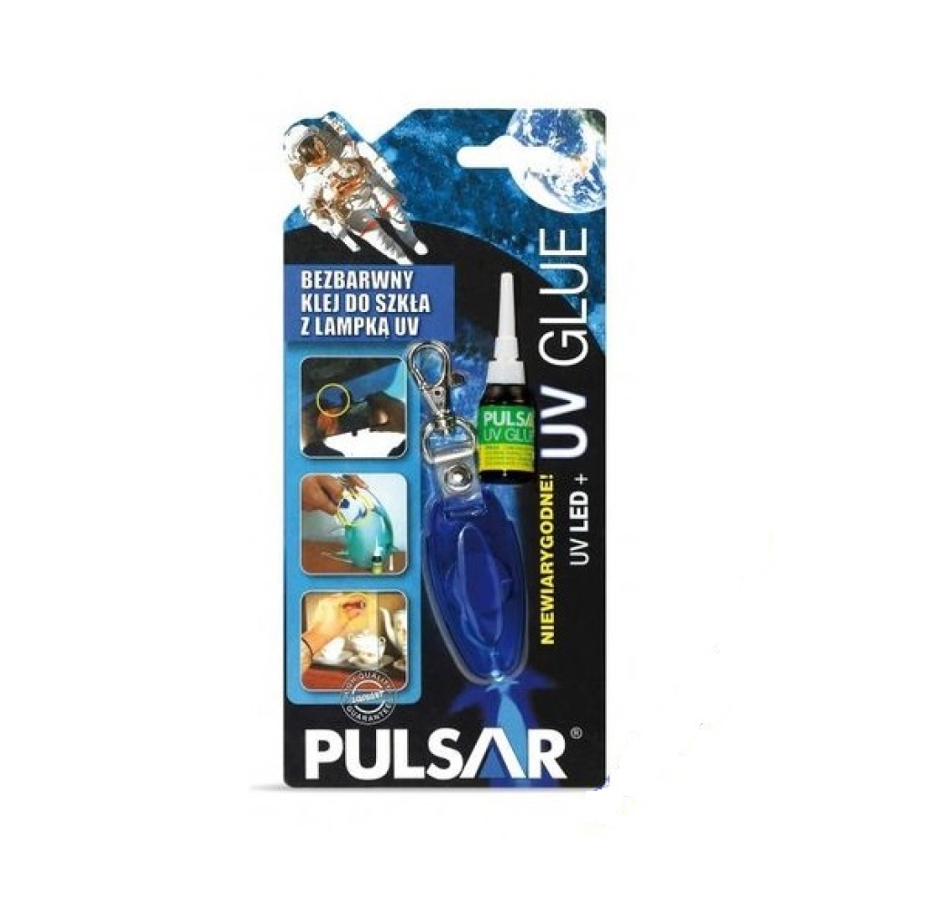 Лепило за метал и стъкло PULSAR + UV-LED лампа, 3 g KPUV03LED, подходящо за залепване клемите на реотаните на задното стъкло 1бр.