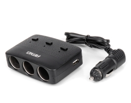 Разклонител за запалка с зарядно устройство 2x USB-A ON/OFF LED 12V 24V 100W 70см AMIO-04363 Разклонител за запалка с зарядно устройство 2x USB-A ON/OFF LED 12V 24V 100W 70см AMIO-04363