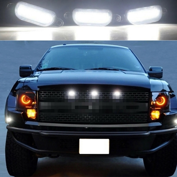 Дневни светлини за декоративна решетка Американски Стил 12V Raptor Style 6 броя Опушени Черни 12V CDH-07 / CDH-11 бели 1кт.