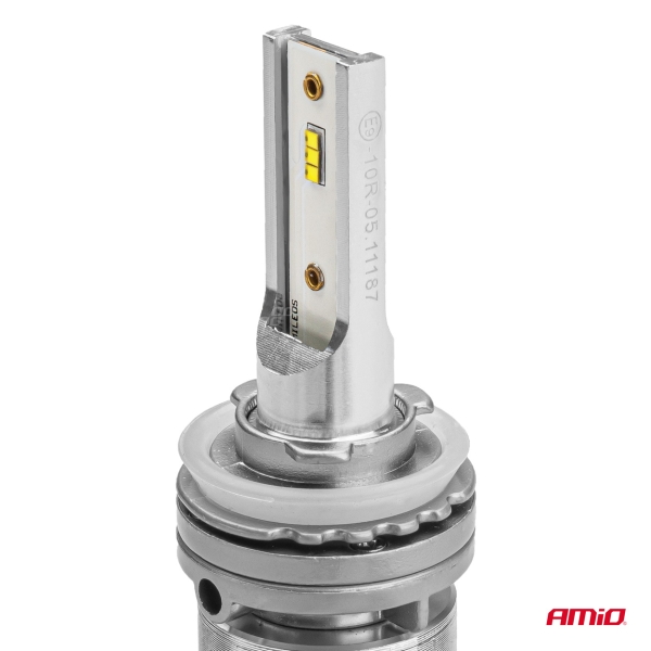 Комплект LED Лед Диодни Крушки за фар Amio H11 50W RS + Slim серия, 7000Lm, 6000K 01086/71775 Cool White, Над 200% по-ярка светлина 1кт.