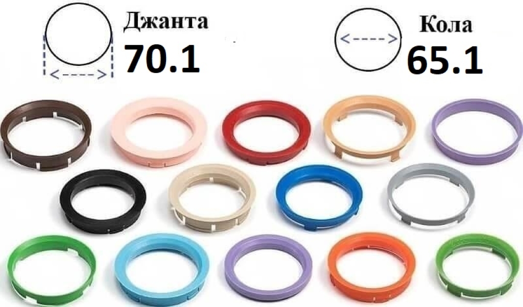 Втулки дистанционни за алуминиеви джанти 70.1мм - 65.1мм Vertex 4бр.