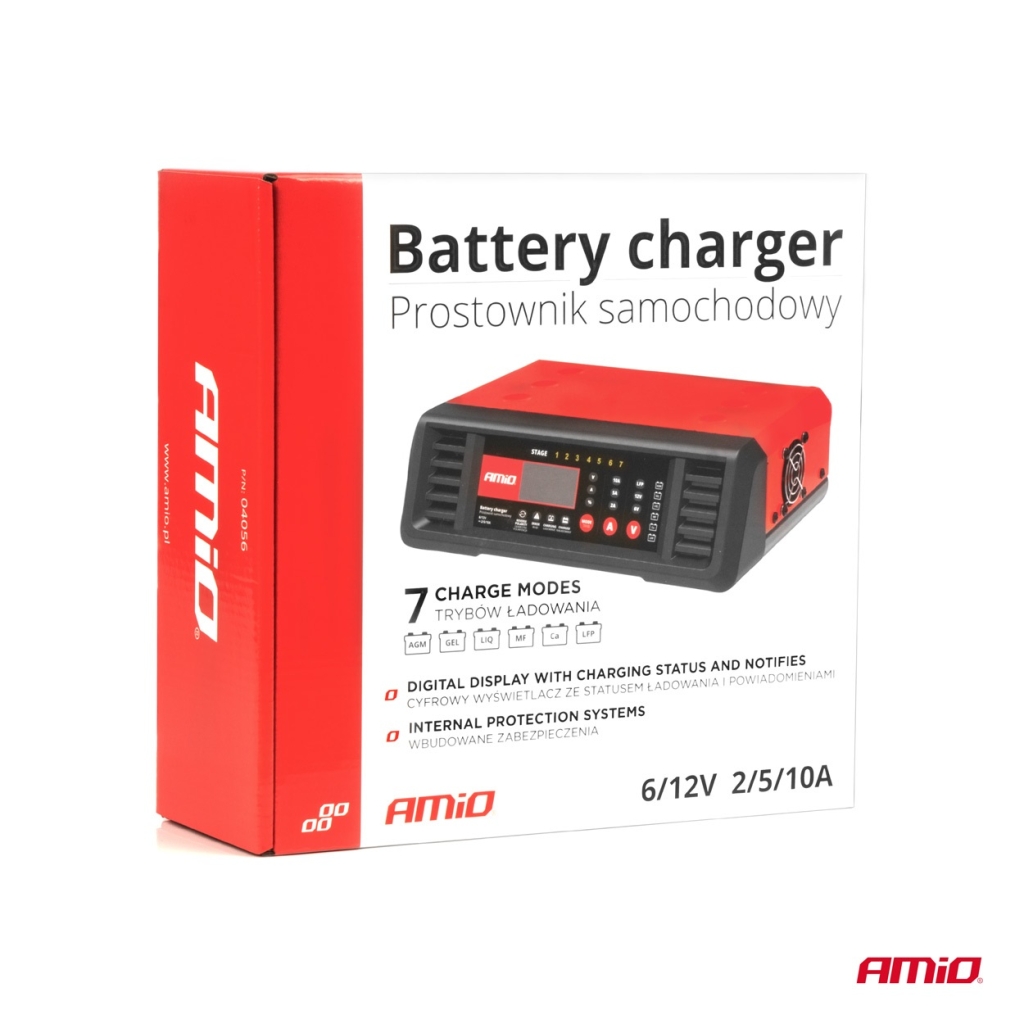 Стационарен цифров токоизправител 10A 6V 12V AMIO-04056 1бр.