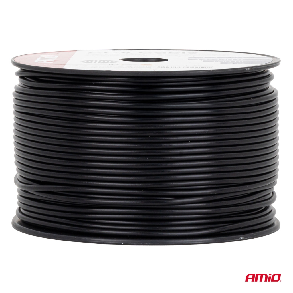 Едножилен черен кабел CCA 1x1mm2 1метър 5A 12/230V AMIO-04454