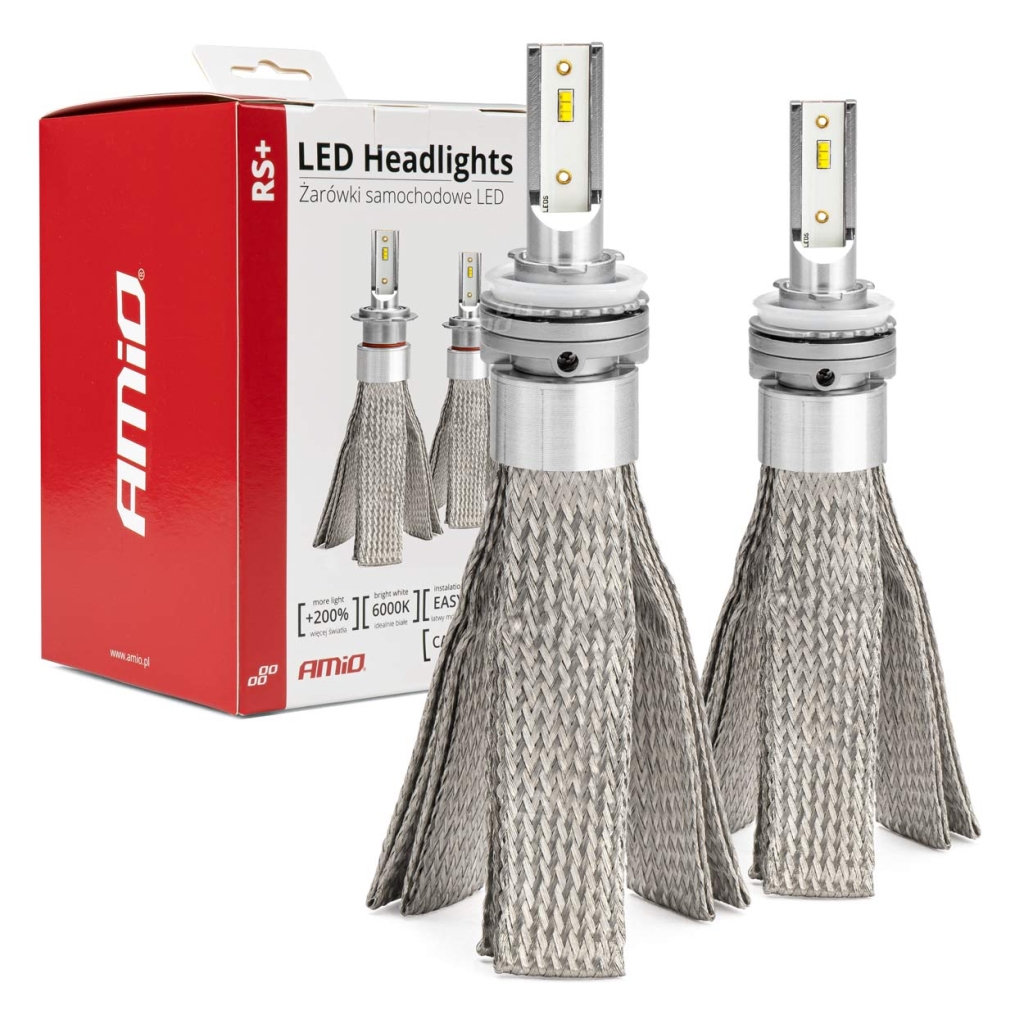 Комплект LED Лед Диодни Крушки за фар Amio H11 50W RS + Slim серия, 7000Lm, 6000K 01086/71775 Cool White, Над 200% по-ярка светлина 1кт.