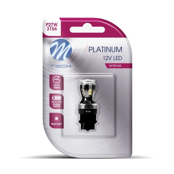 Крушка диодна M-Tech P27 LB824W-01B - 3156, 12-24V 14x2835SMD, Canbus, Бял 1брой 1бр.
