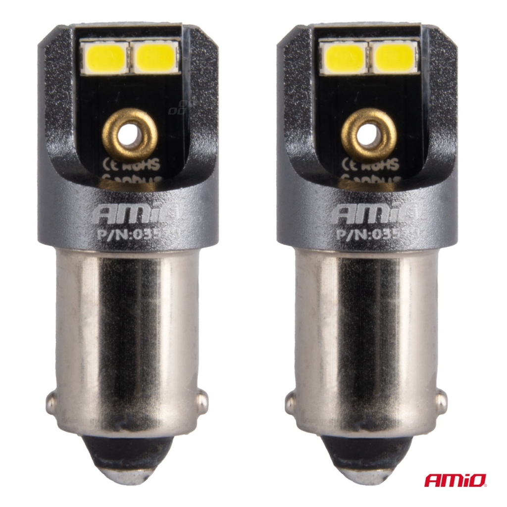 CANBUS PRO T4W BA9S LED крушки 4x2016 SMD бели 12V 24V AMIO-03579 1кт.