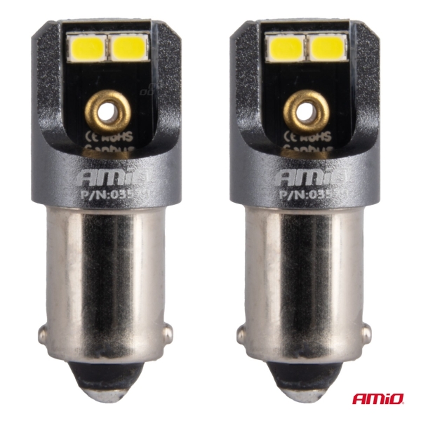 CANBUS PRO T4W BA9S LED крушки 4x2016 SMD бели 12V 24V AMIO-03579 1кт.