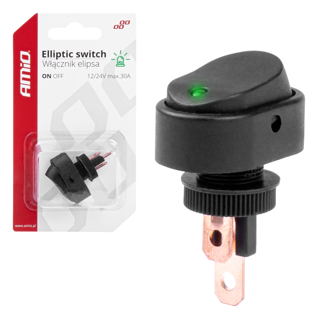 Ключ елипса с подсветка/три цвята 12V 24V AMIO 1бр.